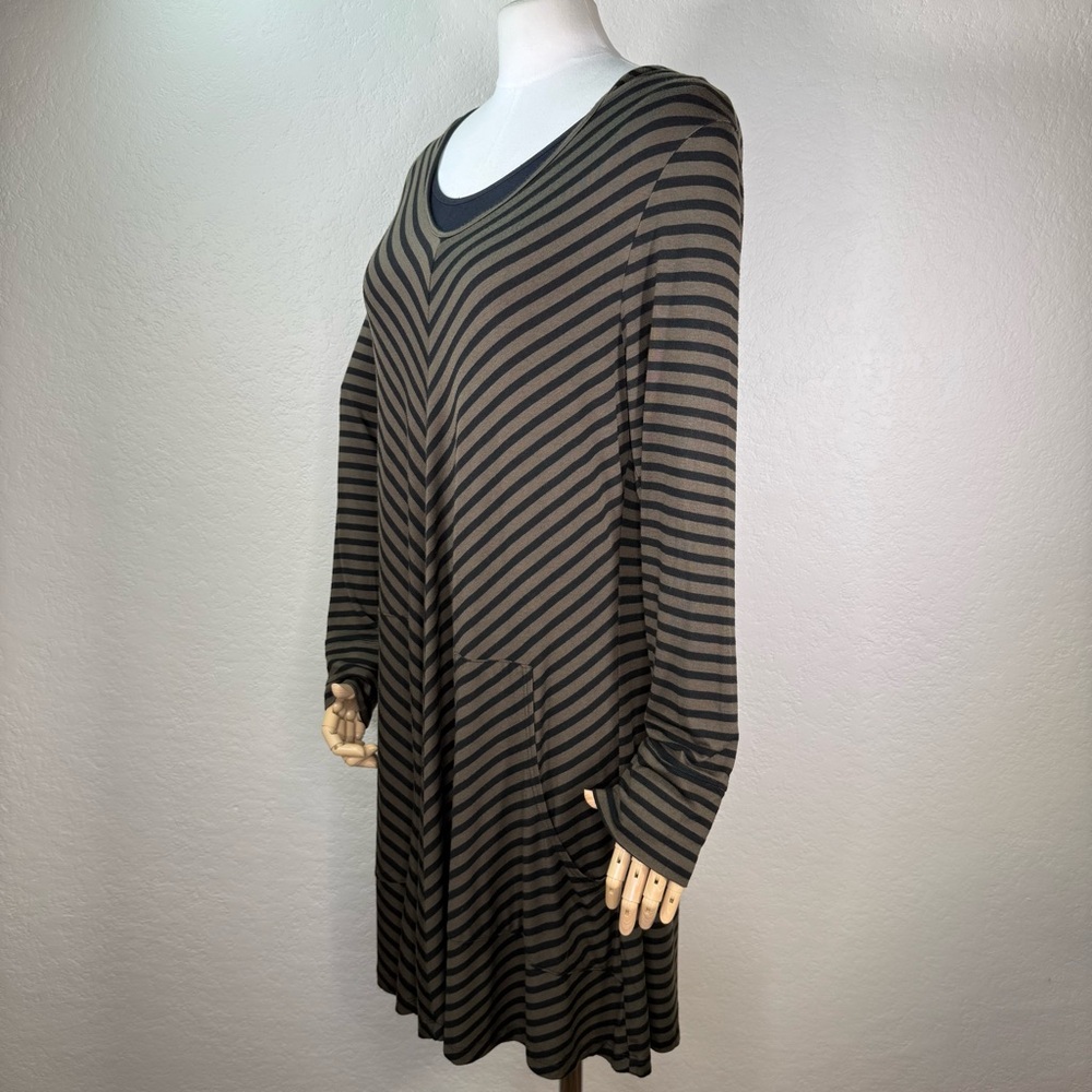 Comfy USA Striped Jersey Hoodie Tunic Dress Size Medium